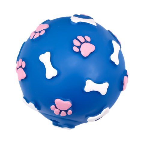 Pet Nova zabawka gumowa - piłka ze wzorem łapek i kości niebieska 9cm Pet Nova zabawka gumowa - piłka ze wzorem łapek i kości niebieska 9cm
