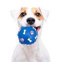 Pet Nova zabawka gumowa - piłka ze wzorem łapek i kości niebieska 9cm